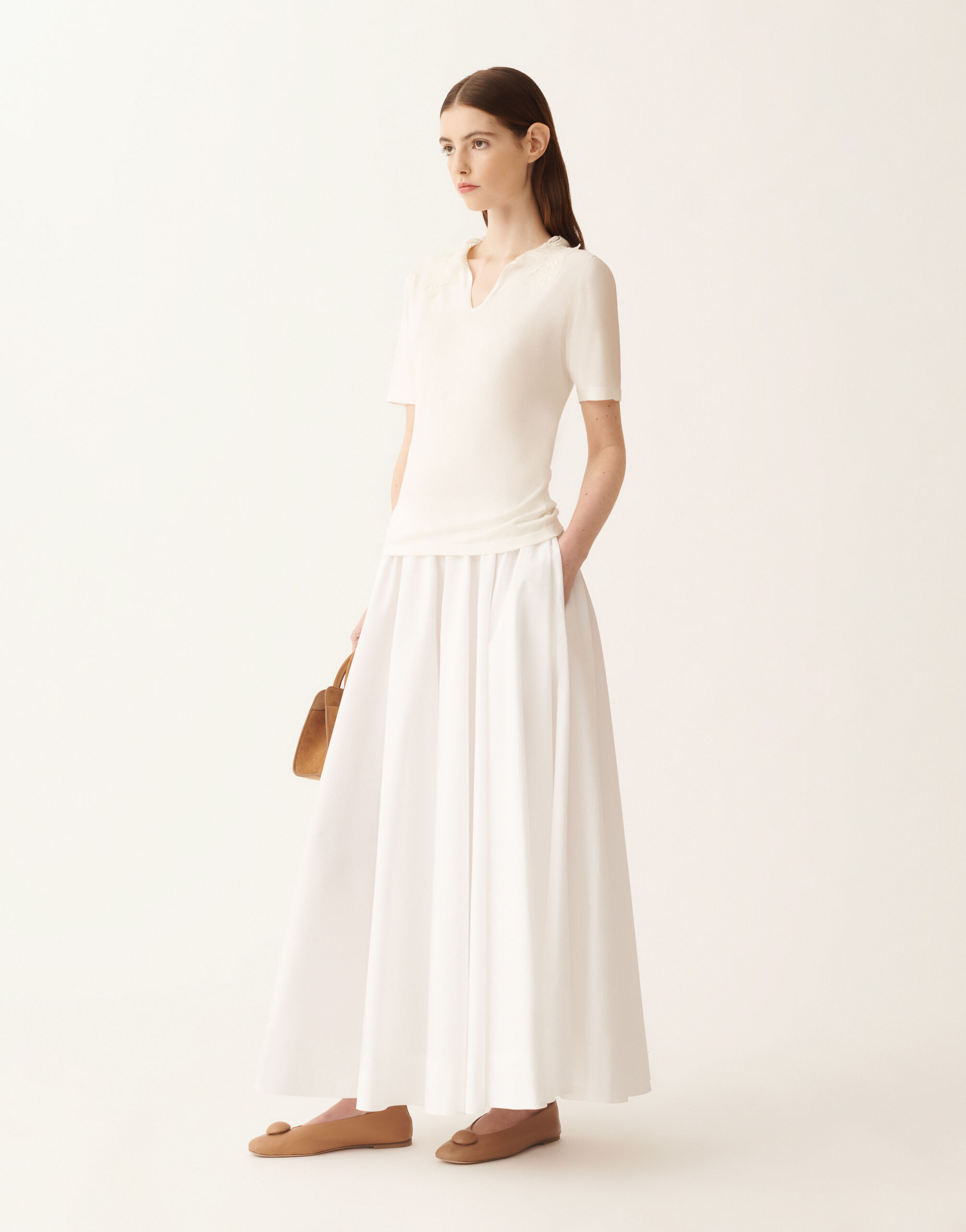 Silk and cotton polo, raffia for Women | Fabiana Filippi®