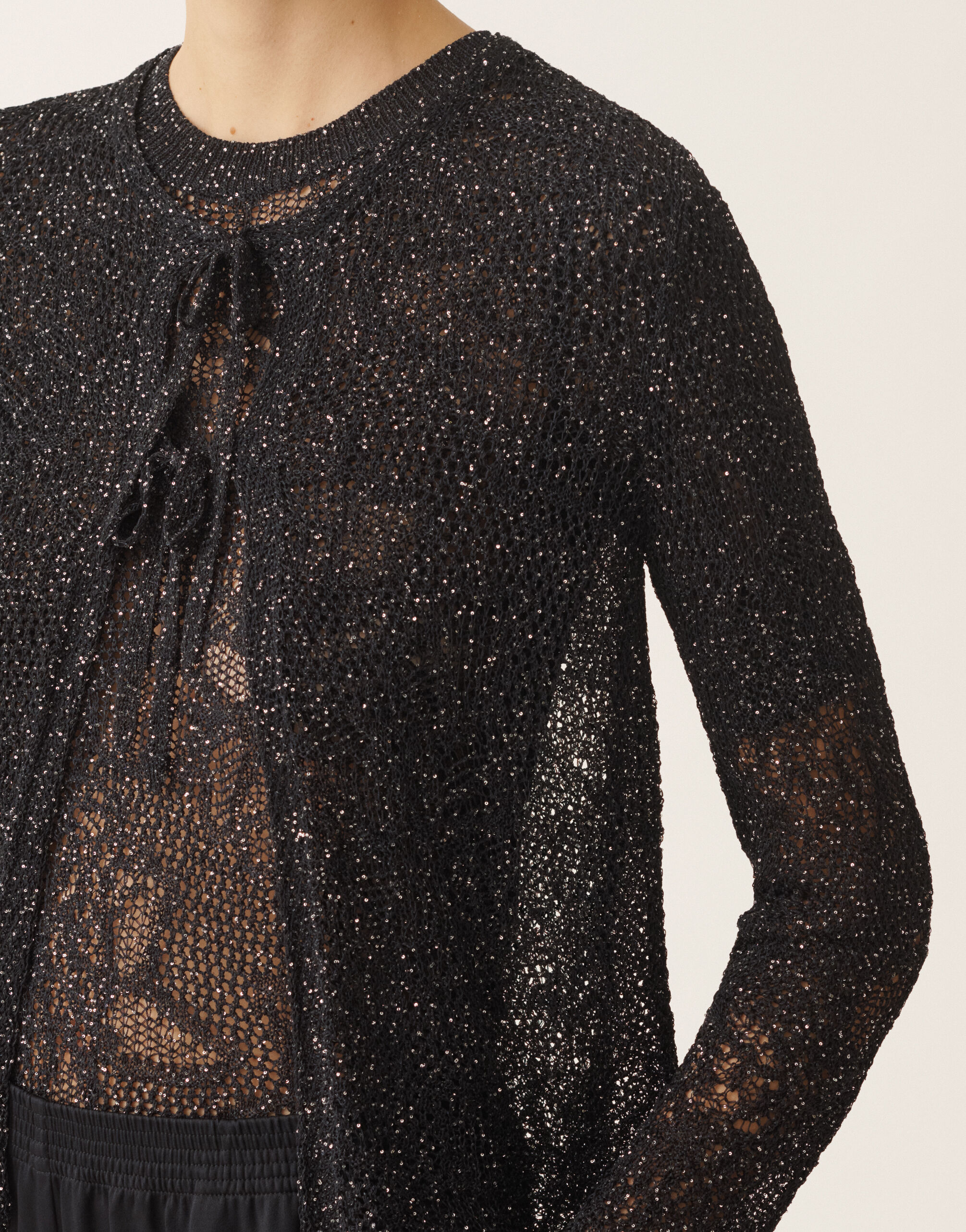 Cardigan in midnight blue micro sequins for Women | Fabiana Filippi®