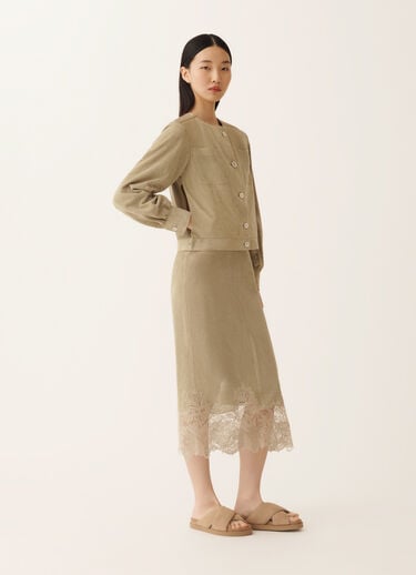 Perforierte Wildlederjacke, Khaki Fabiana Filippi Perforierte Wildlederjacke, Khaki Khaki PLD276F721M1360000