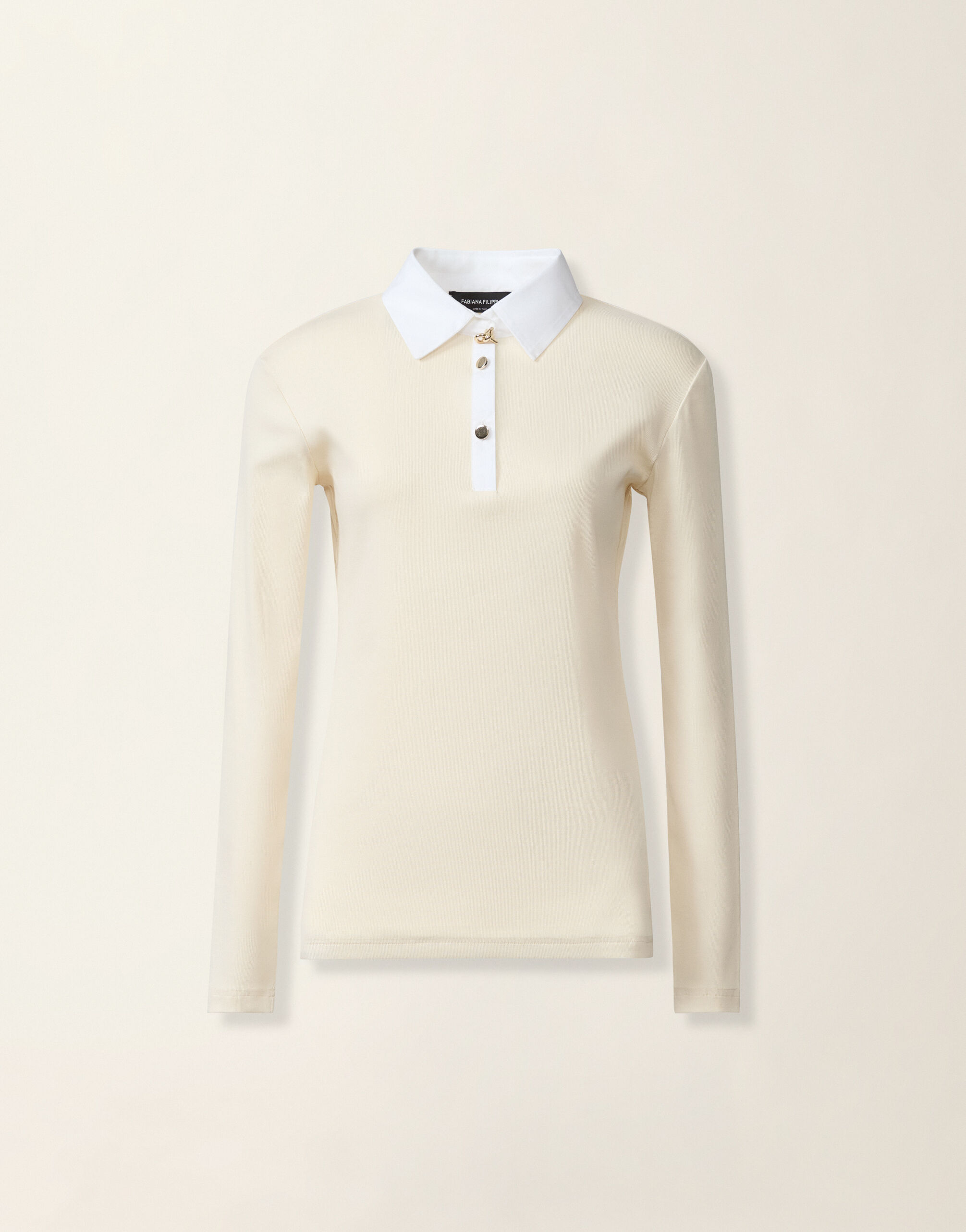 Ribbed cotton jersey long-sleeved T-shirt, butter Fabiana Filippi Ribbed cotton jersey long-sleeved T-shirt, butter Butter JED226F552M4560000