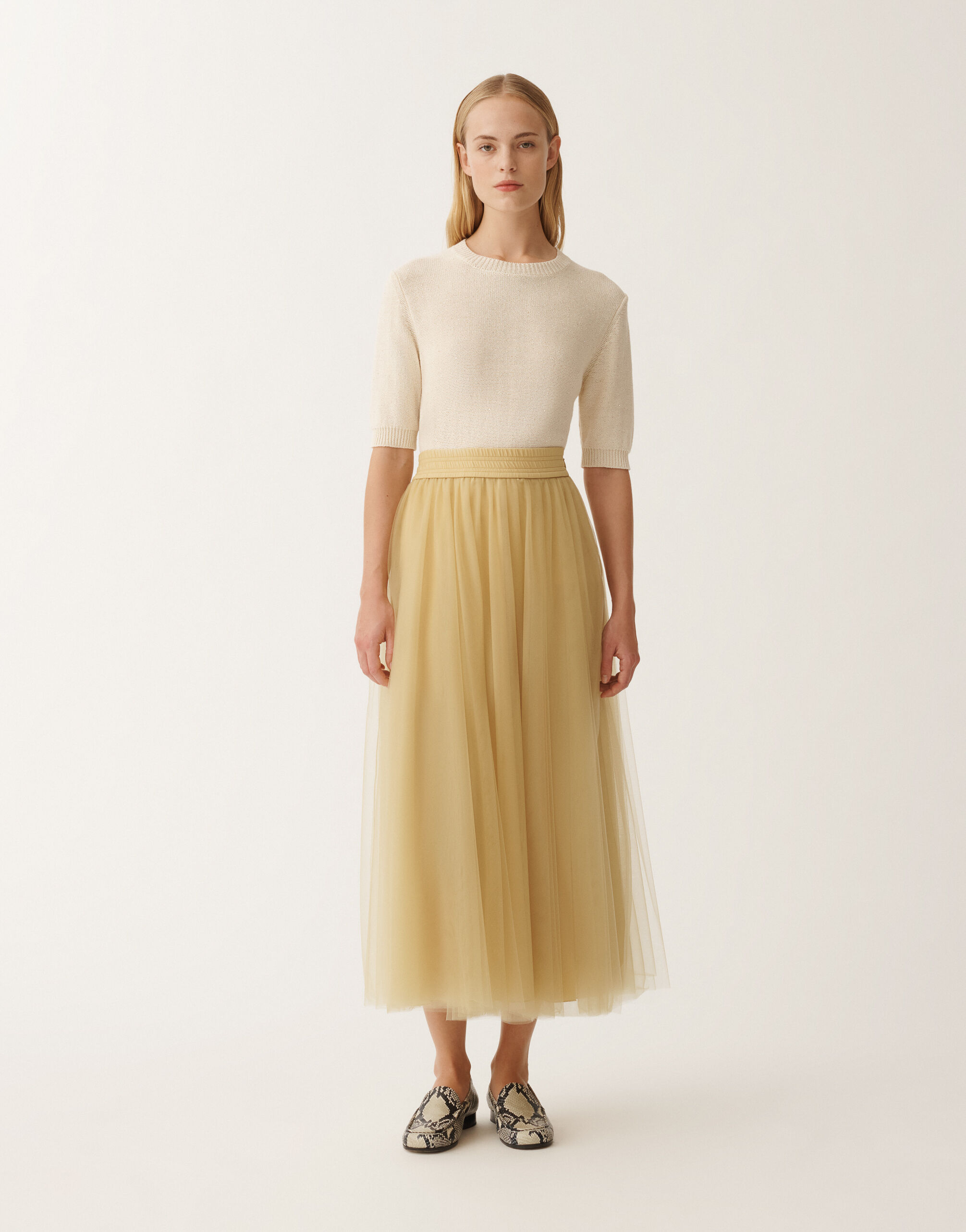 スカート FABIANA FILIPPI SS25 Embroidery skirt (GND265F413L245 825) Tulle skirt, gold for Women | Fabiana Filippi®