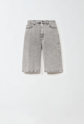 Fabiana Filippi Denim bermuda shorts with all-over embroidery, marbled grey BLUE CTD275F255L3690000