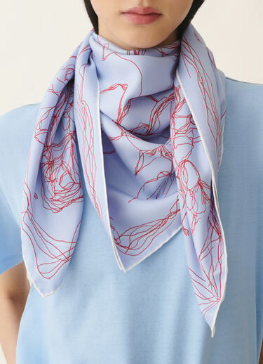 Fabiana Filippi Foulard in twill di seta, azzurro, rosso e bianco Azzurro/rosso/bianco seta SAD216A876M5030000