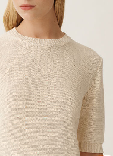 Fabiana Filippi Cotton and linen sweater with sequins, vanilla WHITE MAD265F490D2730000