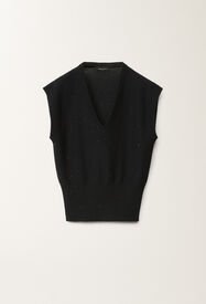 Fabiana Filippi Cotton and linen gilet with sequins, midnight blue BLUE MAD275F053D2730000