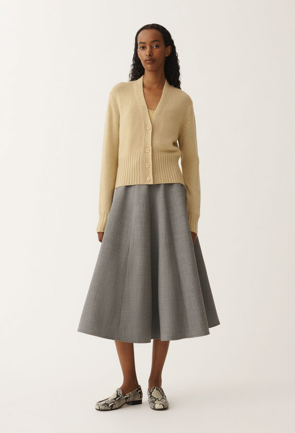 Fabiana Filippi CASHMERE CROPPED CARDIGAN WITH FILO DIAMANTE YELLOW MAD265F038L1610000