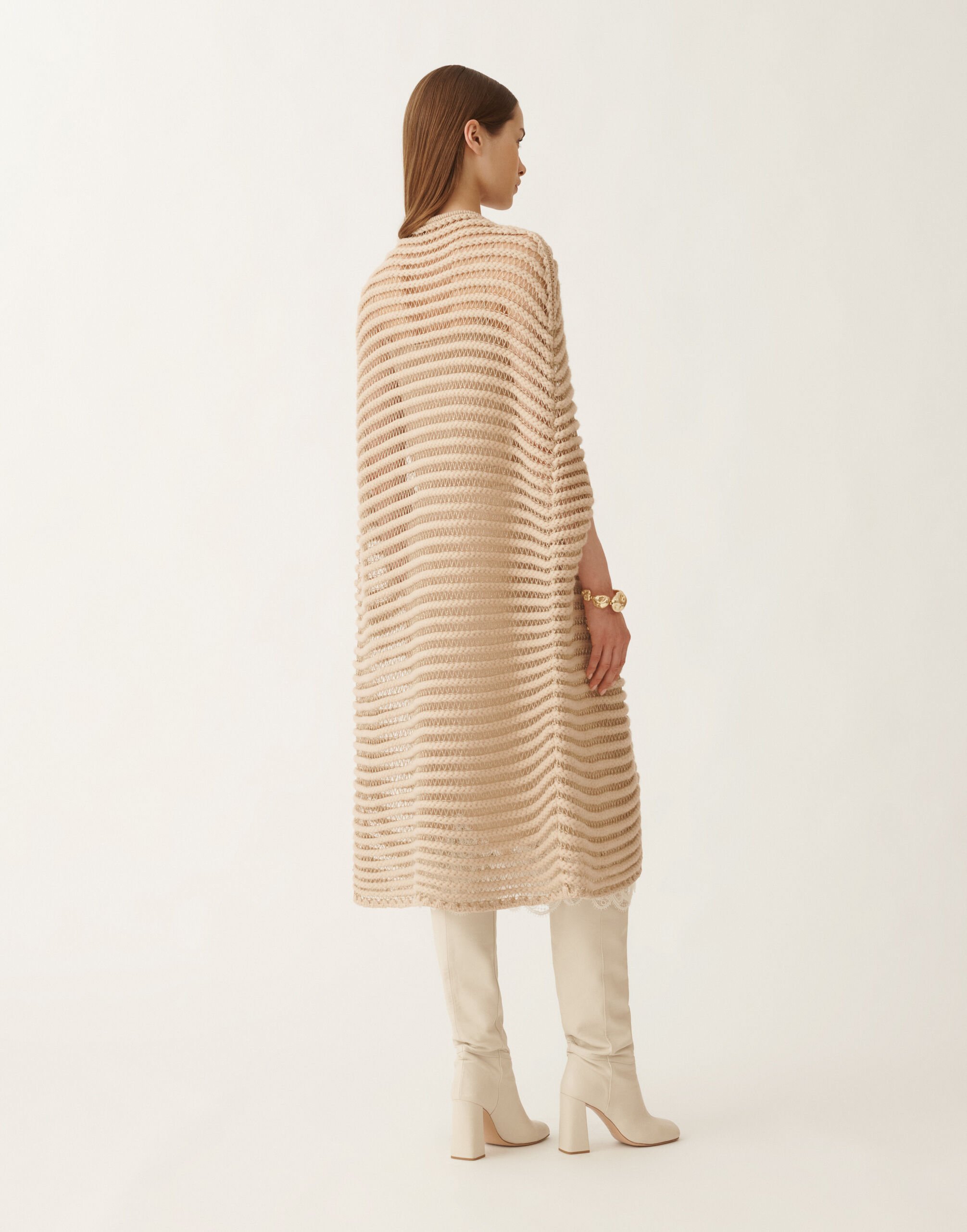 Fabiana Filippi Cape longue en laine de chameau, albinos et lurex doré BRUN MAD215F095L5200000