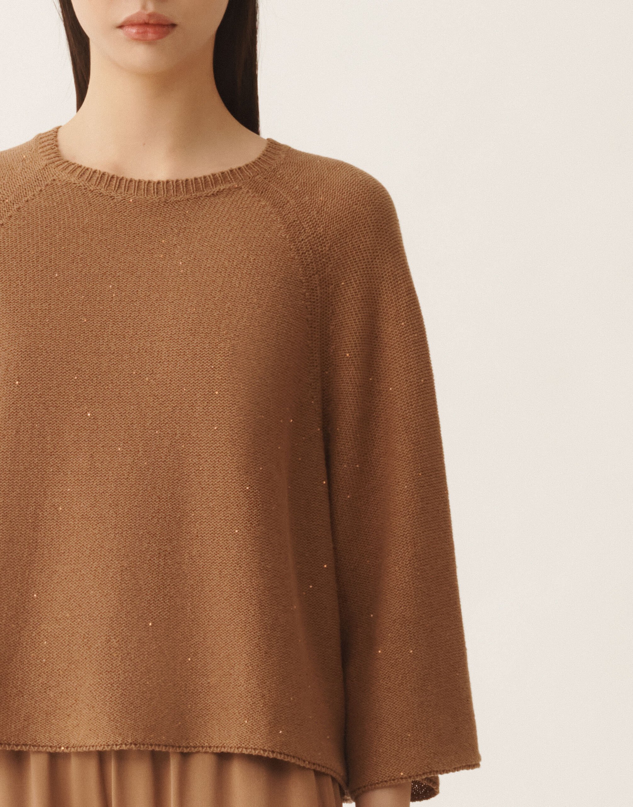 Fabiana Filippi Cotton and linen cape with sequins, wicker Wicker MAD266F349D2730000