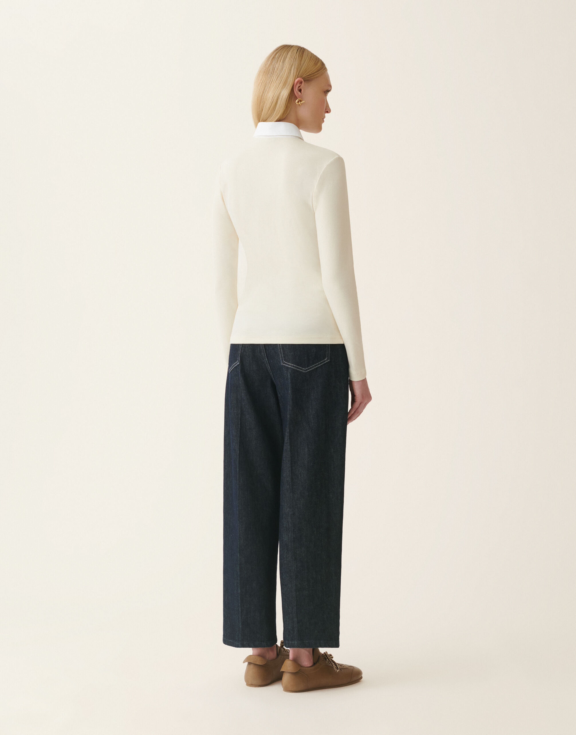 Ribbed cotton jersey long-sleeved T-shirt, butter Fabiana Filippi Ribbed cotton jersey long-sleeved T-shirt, butter Butter JED226F552M4560000