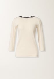 Fabiana Filippi Marinière T-shirt in butter and midnight blue jersey MIDNIGHT BLUE JED276F563M2030000