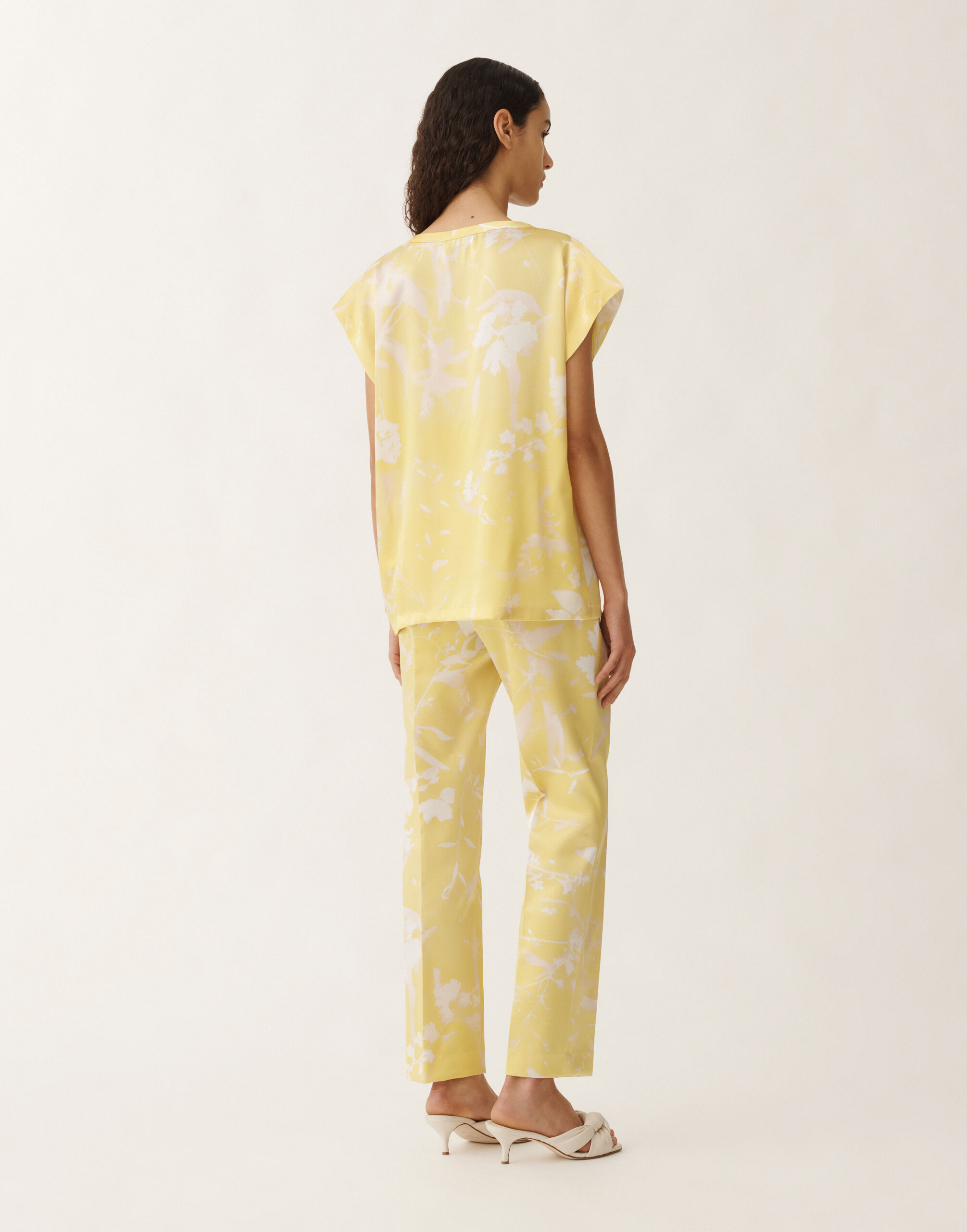Fabiana Filippi Tilia-print silk top, cedar YELLOW TPD265F465D8270000