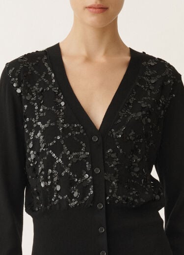 Fabiana Filippi Wool and cotton cardigan, black BLACK MAD265F038L1630000
