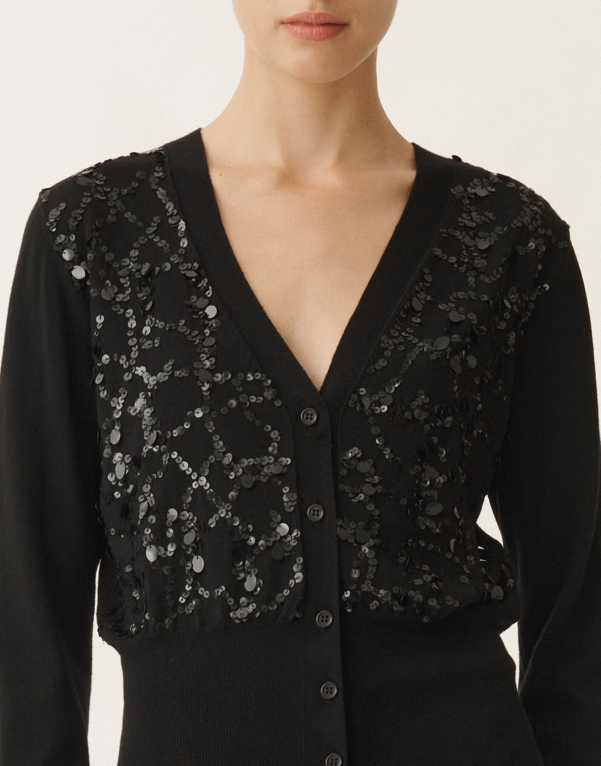 Fabiana Filippi Wool and cotton cardigan, black BLACK MAD265F038L1630000