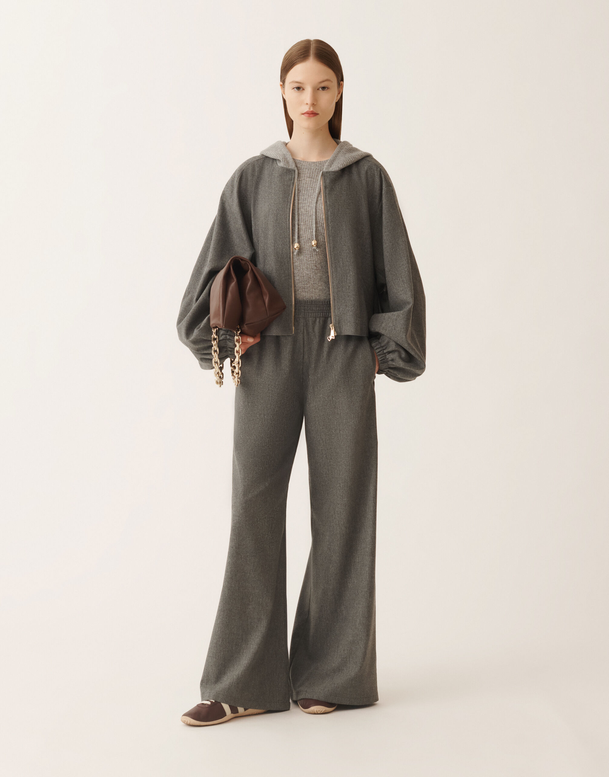 Fabiana Filippi Pantalon Amelia en flanelle, rock Gris PAD225F291D1860000