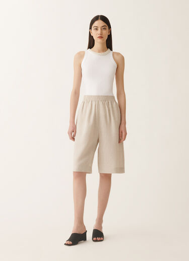Fabiana Filippi Linen canvas Bermuda shorts, greige GREIGE PAD275F882D8350000