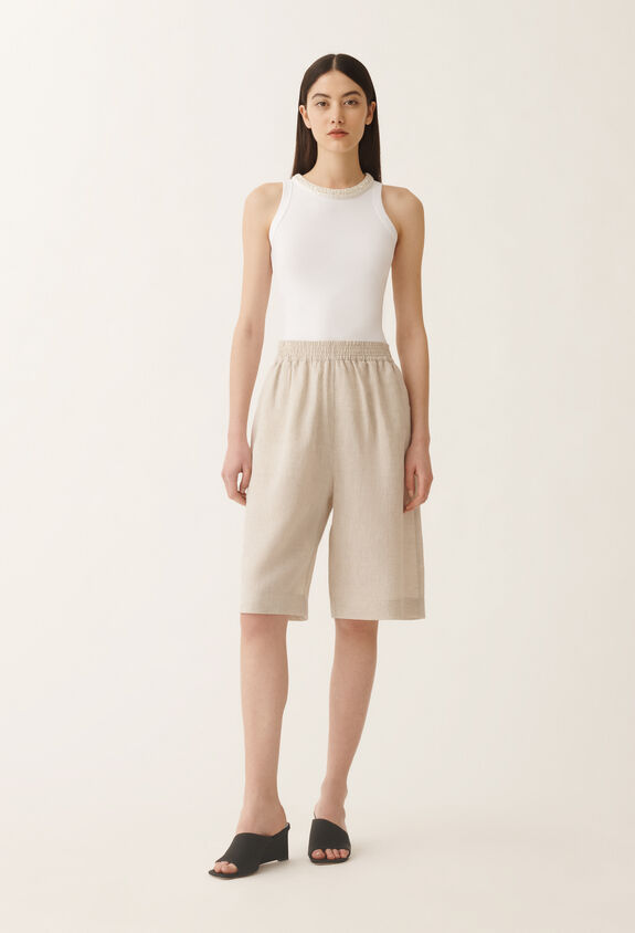 Fabiana Filippi Bermudas de tela de lino, greige GREIGE PAD275F882D8350000