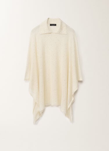 Fabiana Filippi Cape with mohair collar, putty WHITE SAD265A809D8170000