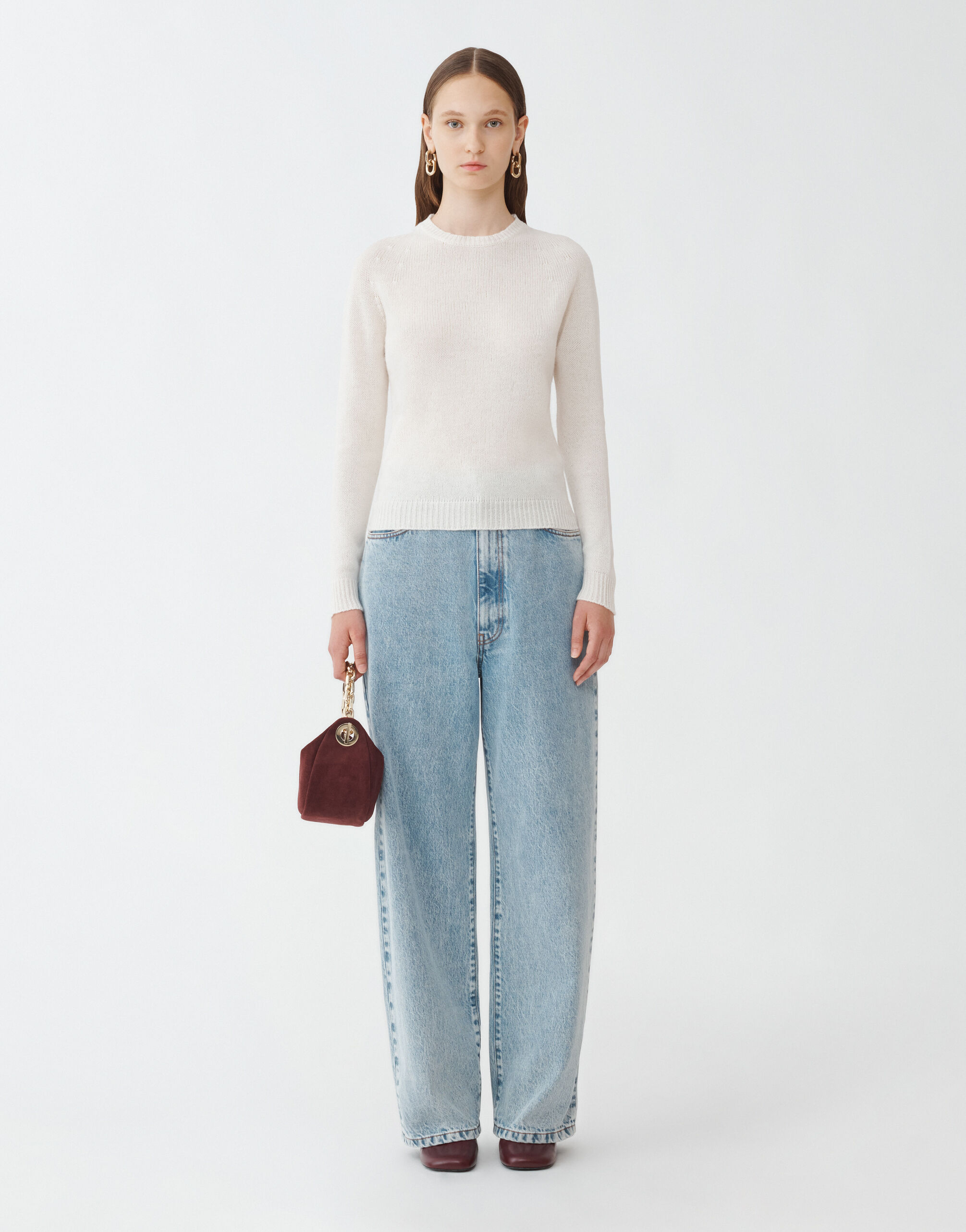 Fabiana Filippi Nahtloser Pullover aus Kaschmir-Gaze, Weiß Weiß MAD264F031N9000000