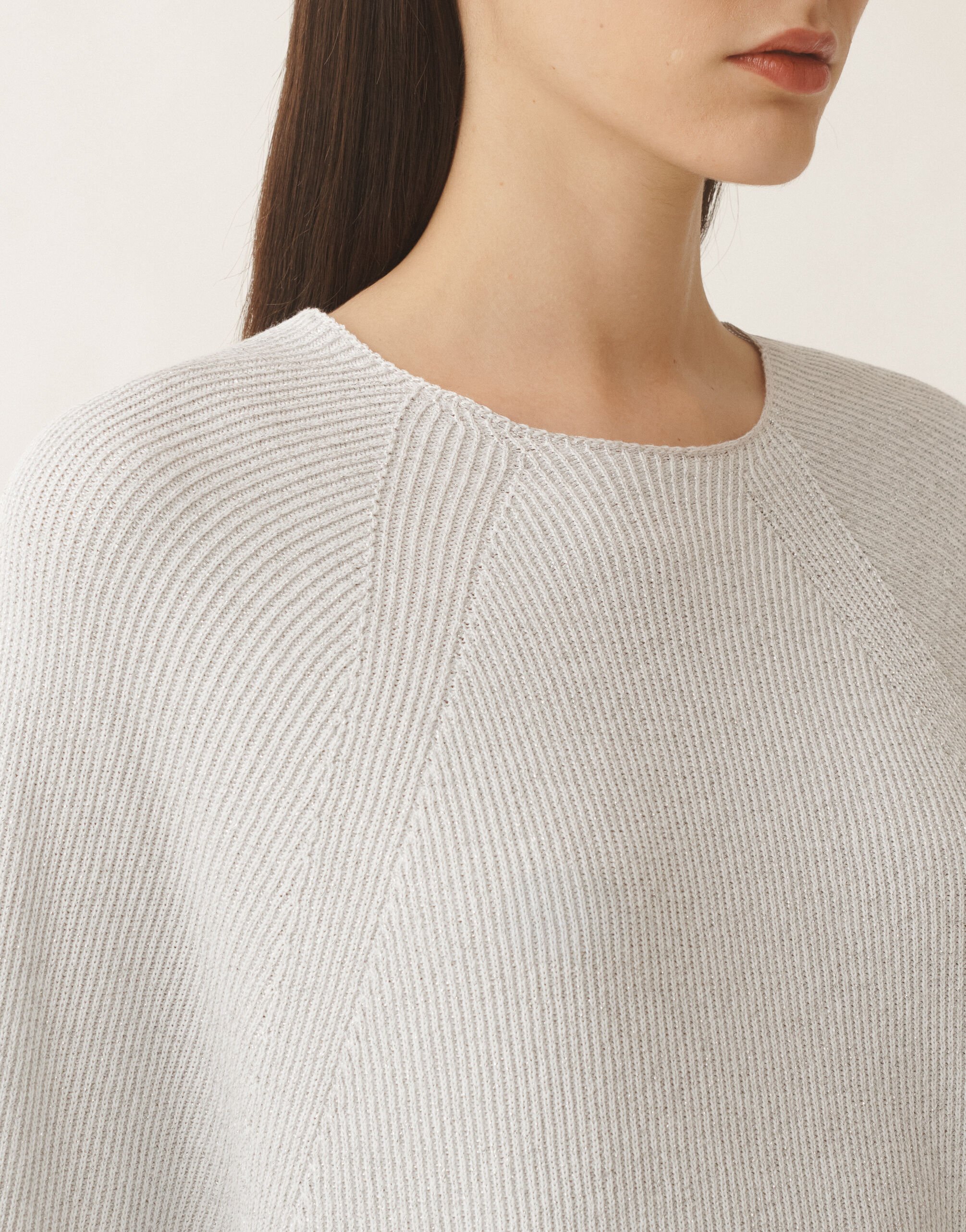 Fabiana Filippi Organic cotton and lurex cape sweater, optical white WHITE MAD275F495L4520000