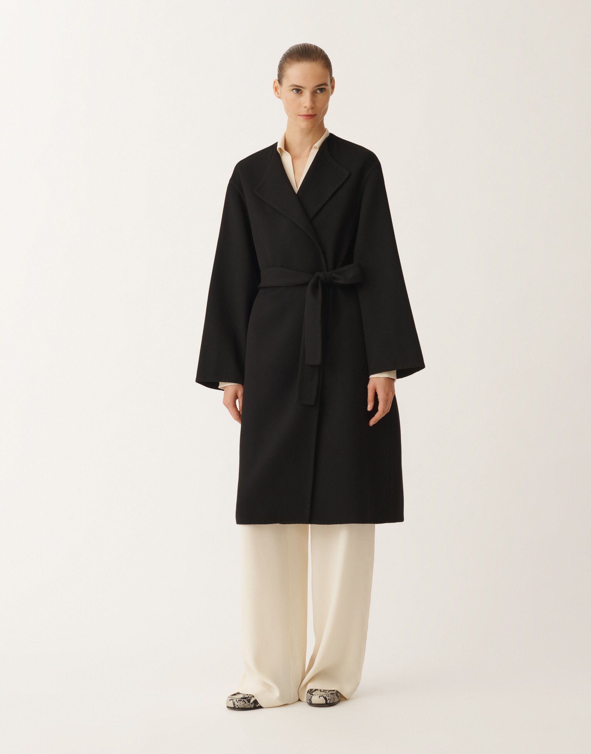 Fabiana Filippi Double wool coat, black BLACK CTD265F243D8040000