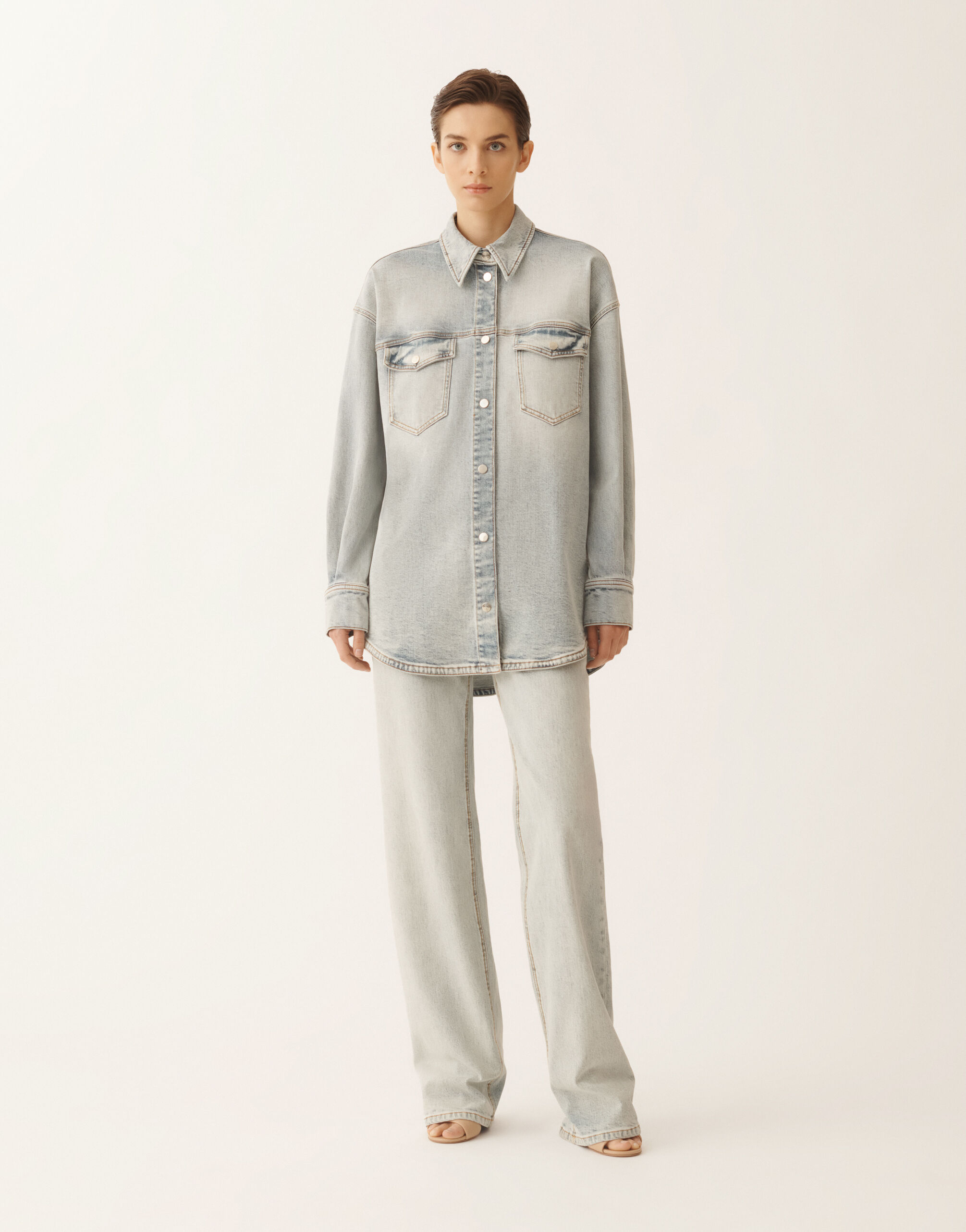 Water-marbled denim shirt for Women | Fabiana Filippi®