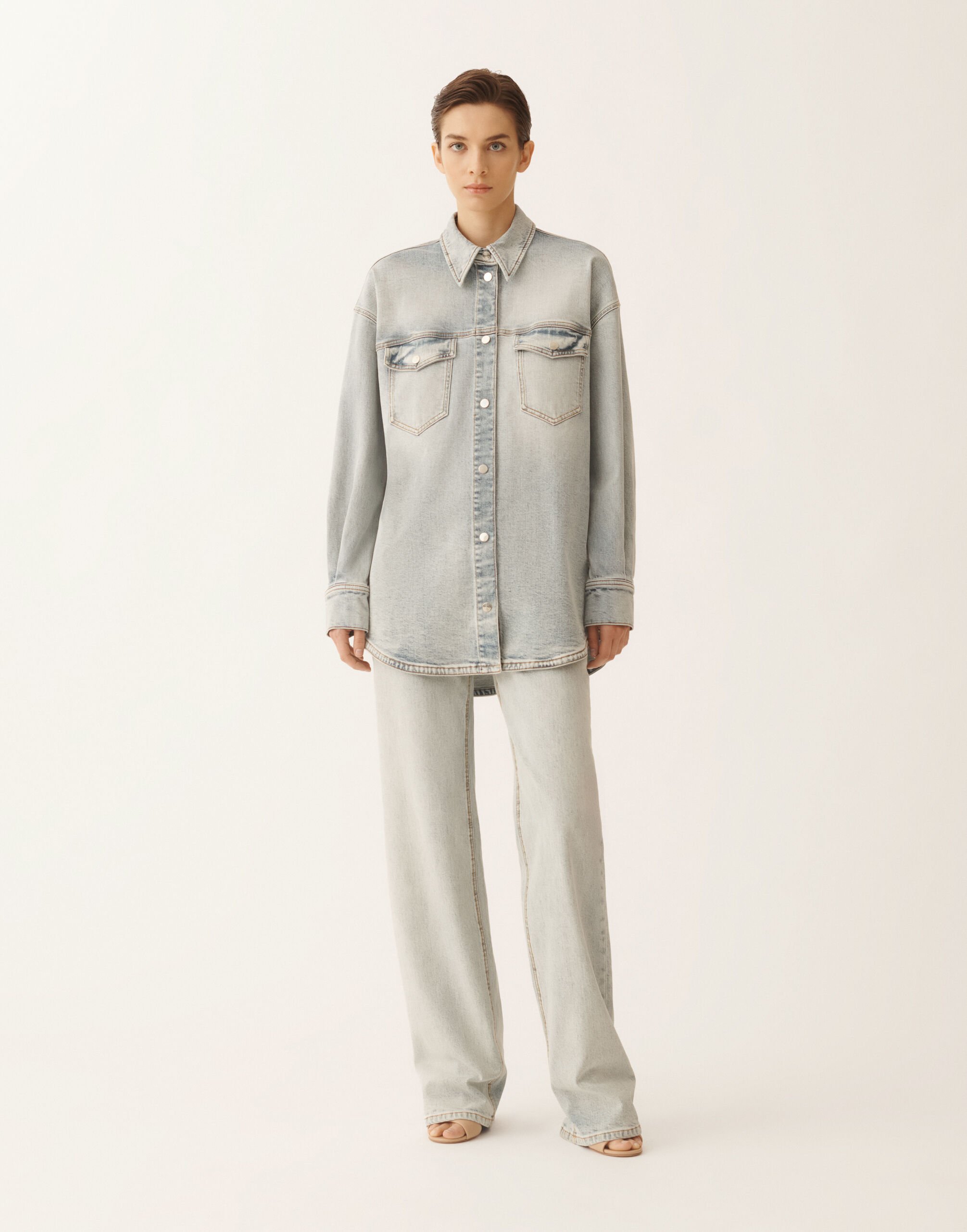 Fabiana Filippi Camicia in denim, marmorizzato acqua Blu CAD266F301L7310000