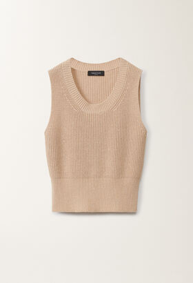 Fabiana Filippi Cotton and linen gilet with sequins, sand GREY MAD265F097L2330000
