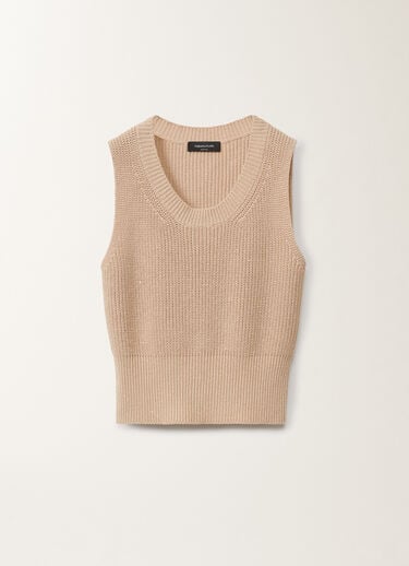 Fabiana Filippi Cotton and linen gilet with sequins, sand SAND MAD275F519L3510000