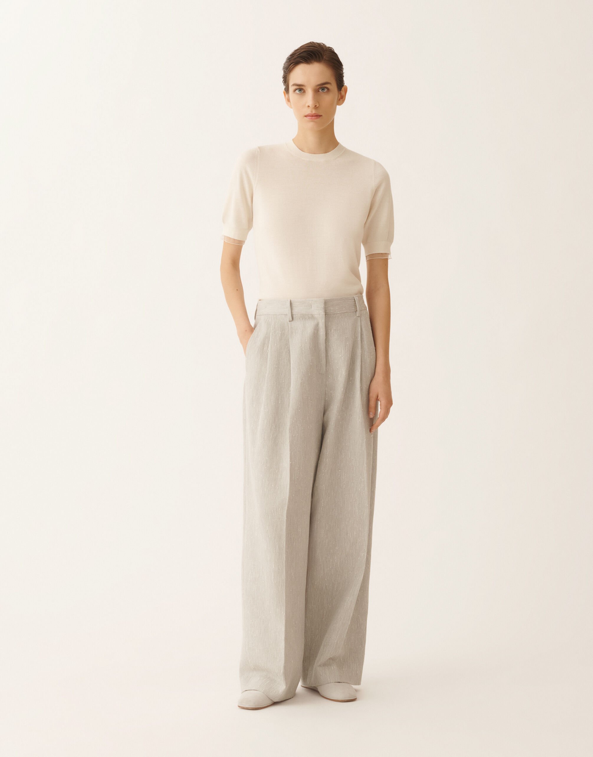 Fabiana Filippi Fil coupé drop tailoring pants, ice Gray PAD266F367D9570000