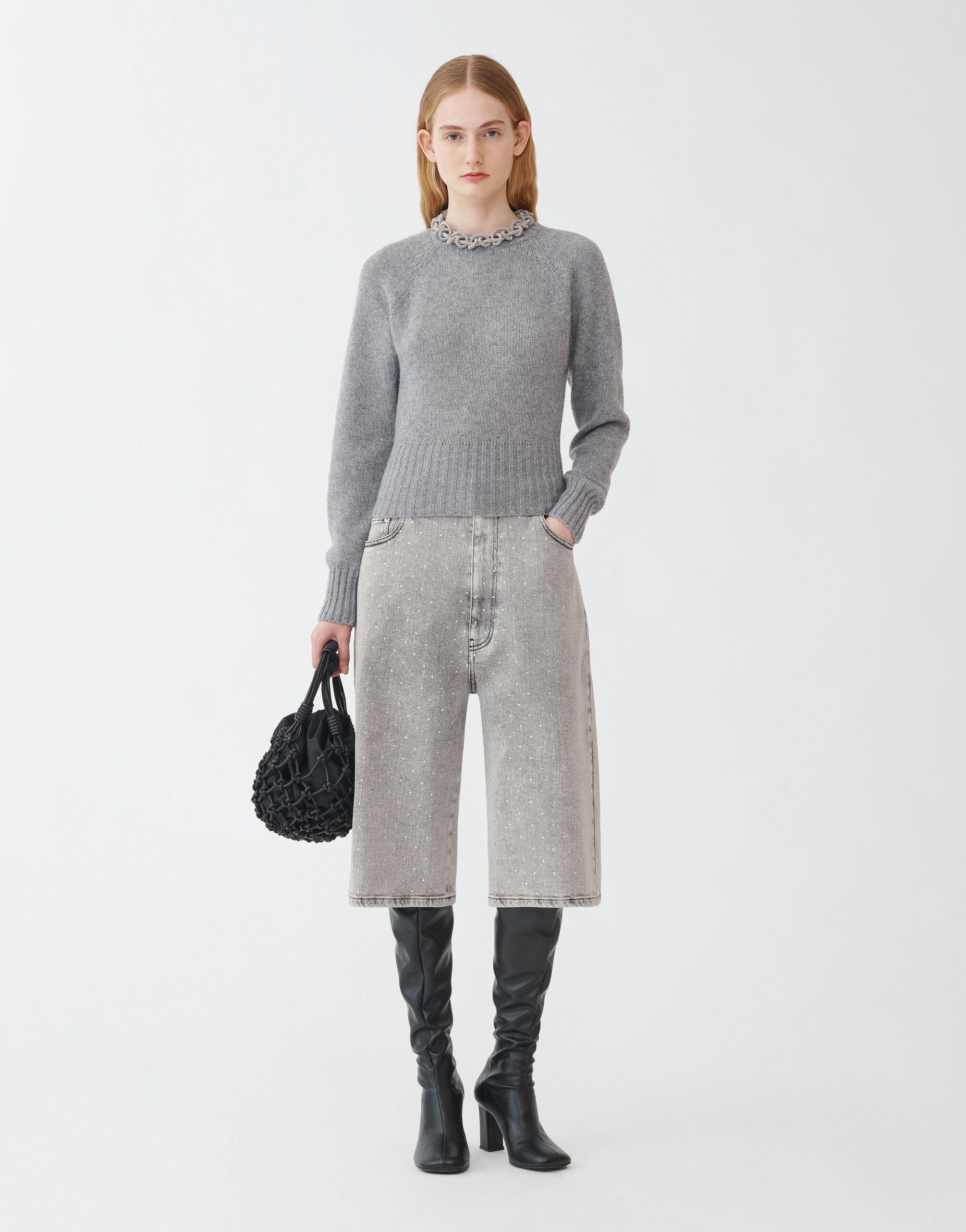 Fabiana Filippi Brushed cashmere sweater, melange rock MELANGE ROCK MAD264F052N9000000