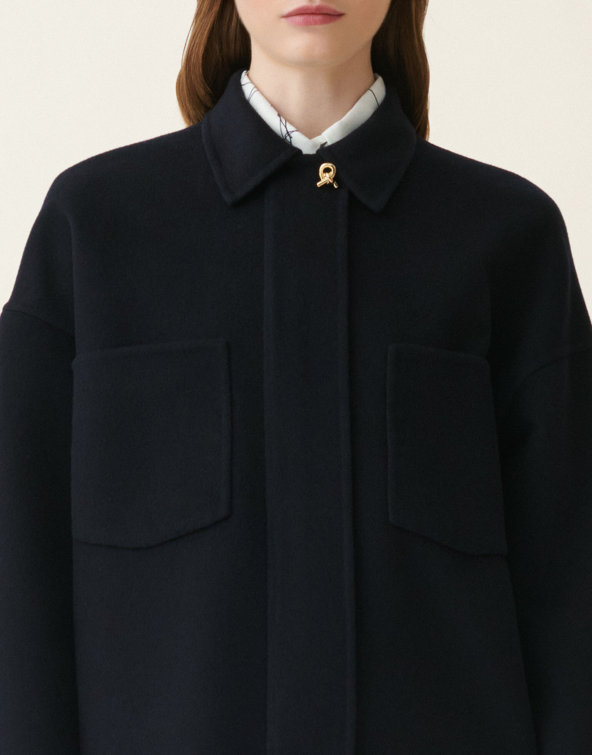 Veste chemise en double de laine, bleu nuit Fabiana Filippi Veste chemise en double de laine, bleu nuit Bleu nuit CTD216F196M2610000