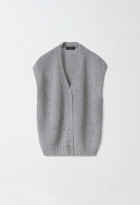 Fabiana Filippi Brushed cashmere gilet, melange rock WHITE MAD264F031N9000000