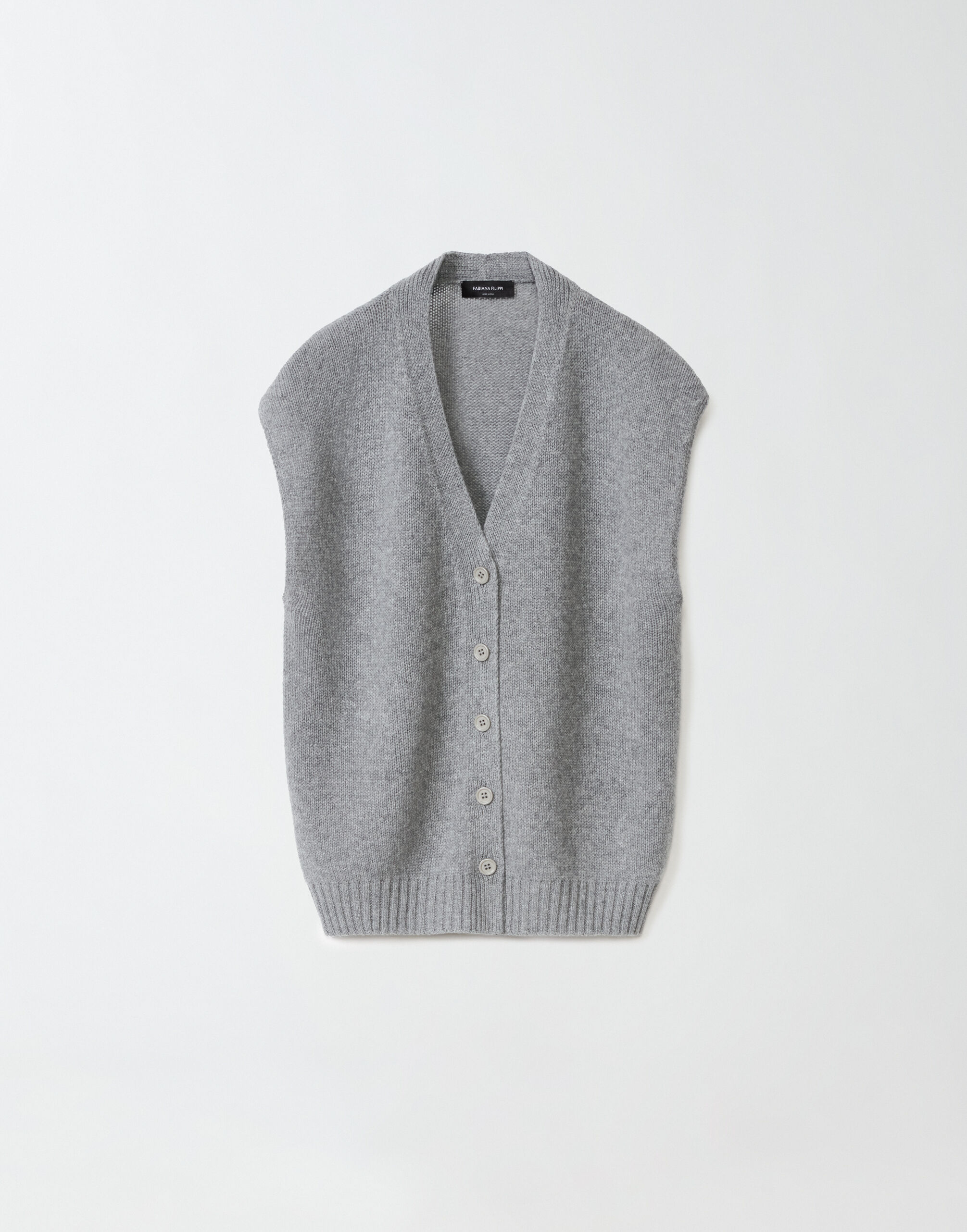 Fabiana Filippi Brushed cashmere gilet, melange rock MELANGE ROCK MAD264F039N9000000