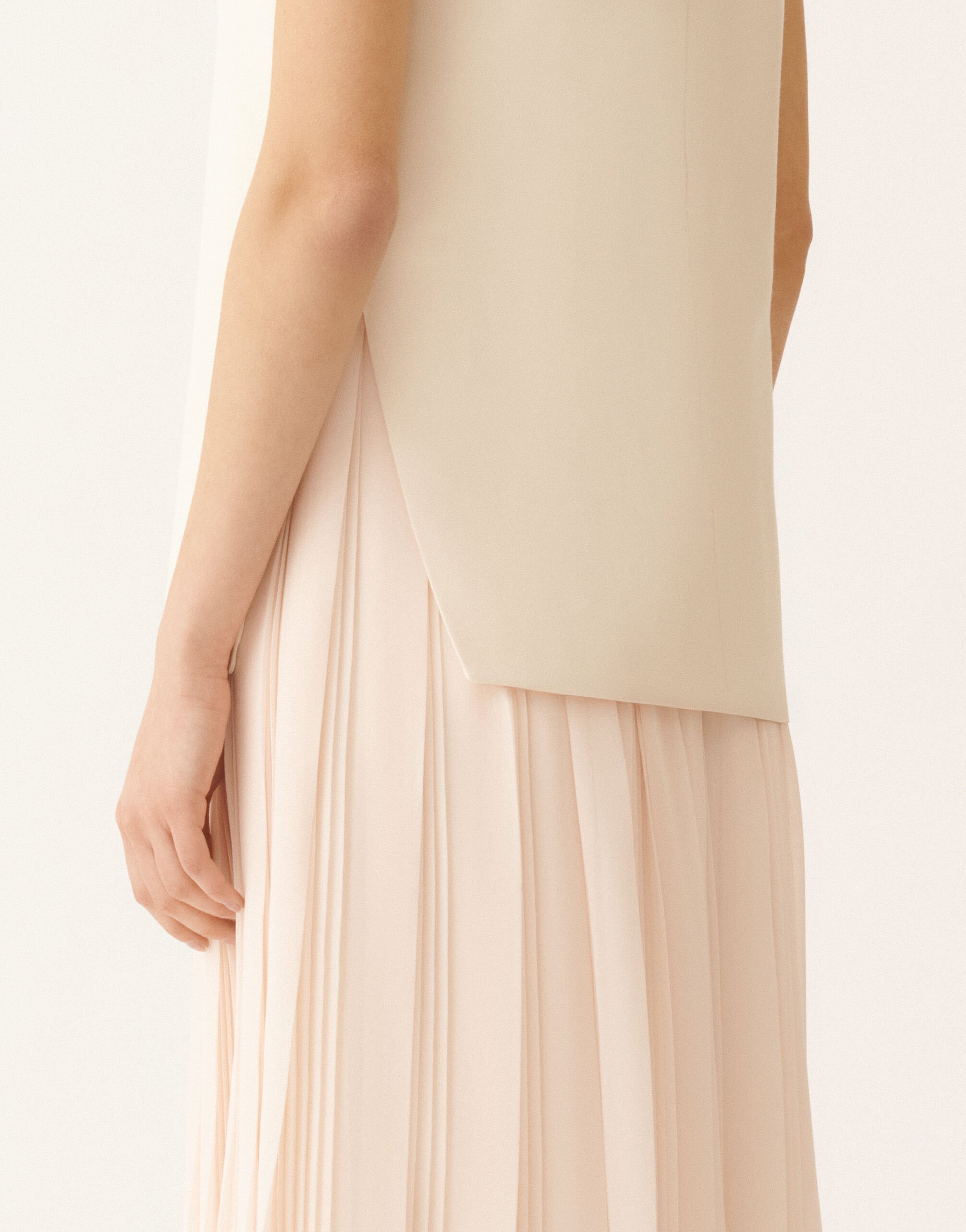 Fabiana Filippi Long dress with georgette skirt, butter BUTTER ABD276F643M1130000