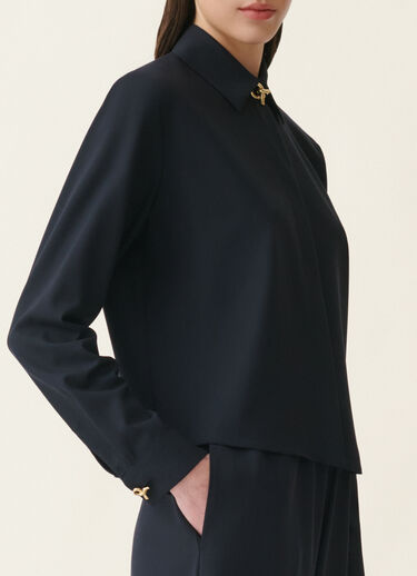 Chemise boxy en laine fraîche, bleu nuit Fabiana Filippi Chemise boxy en laine fraîche, bleu nuit Bleu nuit CAD216F312D6200000