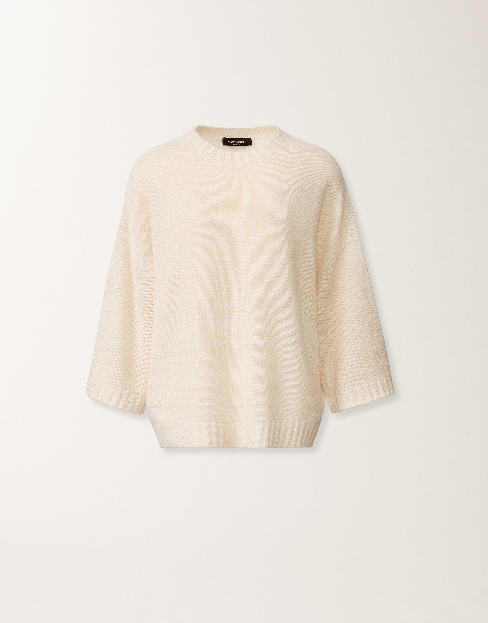 Fabiana Filippi Platinum t-shirt with lurex, raffia White MAD266F019L8970000