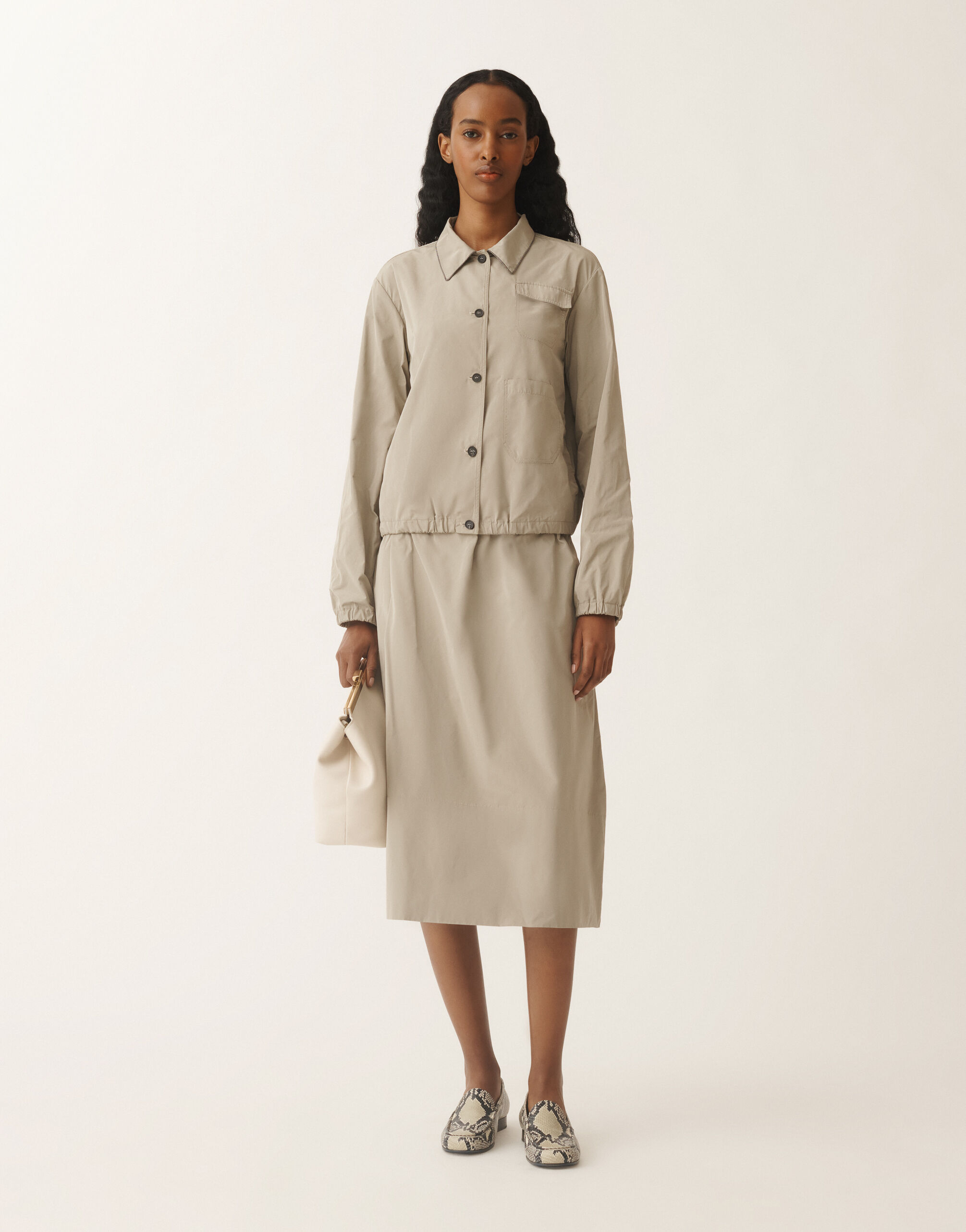 Fabiana Filippi Micro faille skirt, clay CLAY GND275F411L4600000