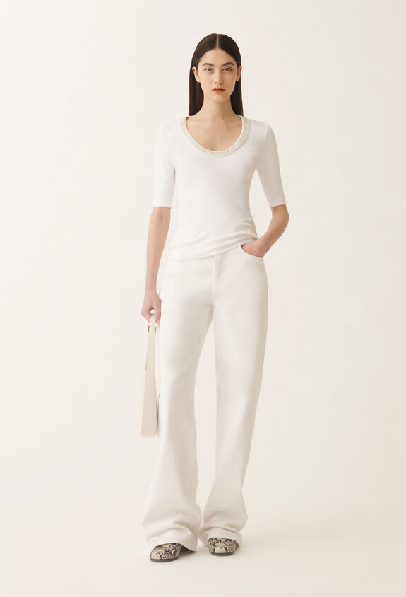 Fabiana Filippi Jersey T-shirt, optical white and white WHITE JED275F151L4540000