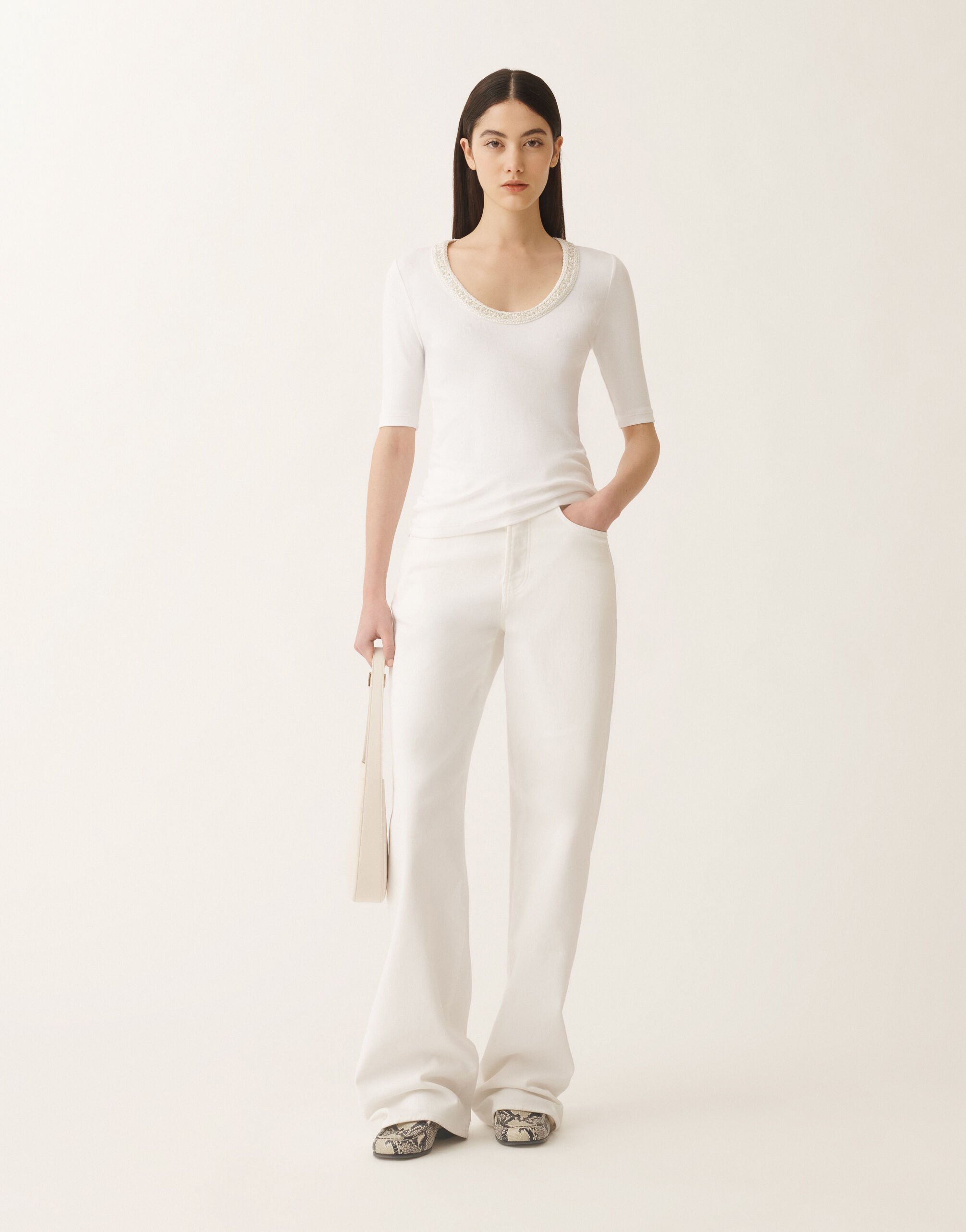 Fabiana Filippi Jersey T-shirt, optical white and white WHITE JED275F151L4540000
