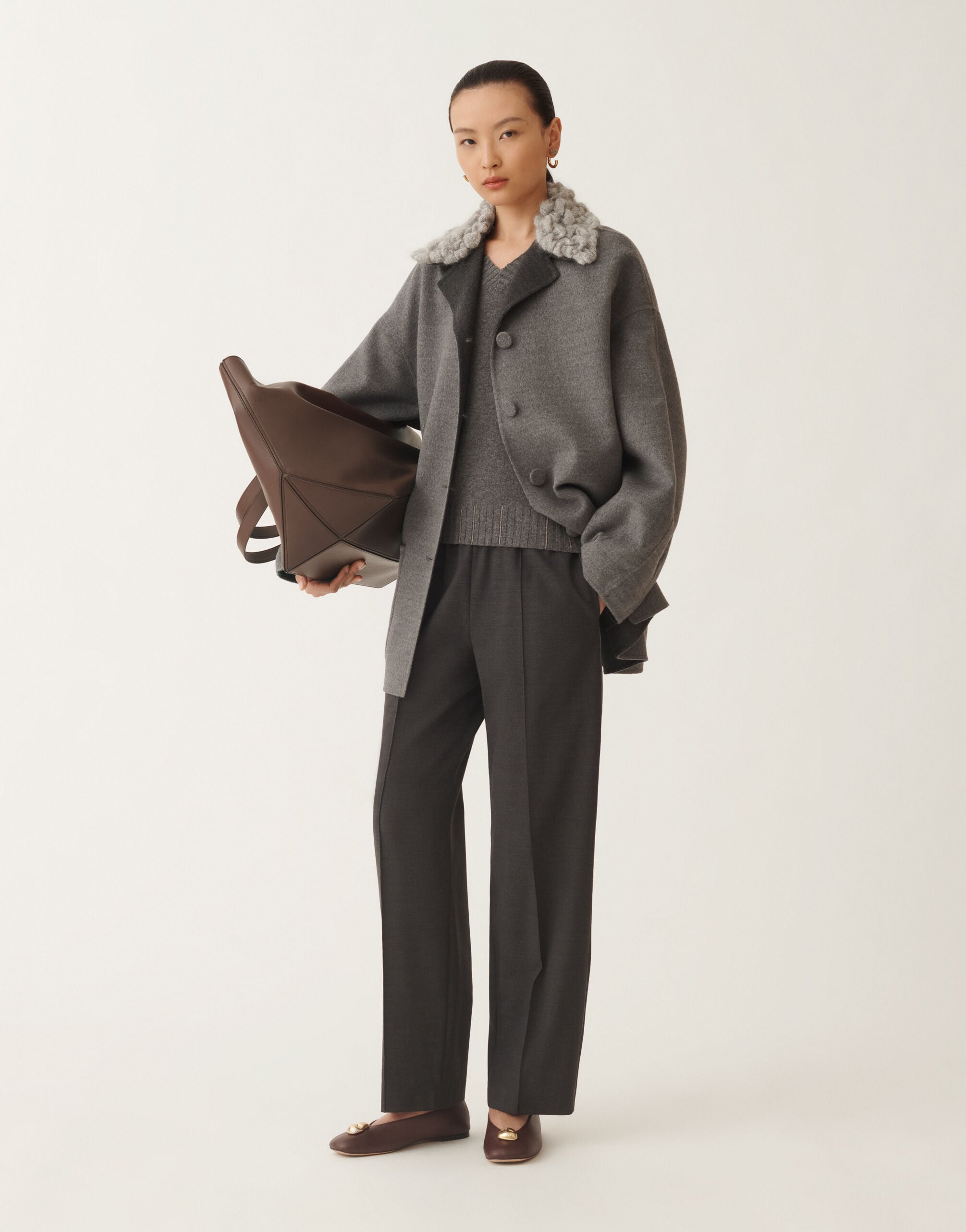 レディースGubbio cool wool trousers, slate パンツ | Fabiana