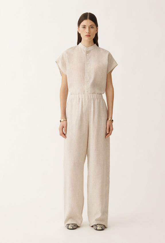 Fabiana Filippi Pantalon Trevi en toile de lin, grège GREIGE PAD275F310D8350000