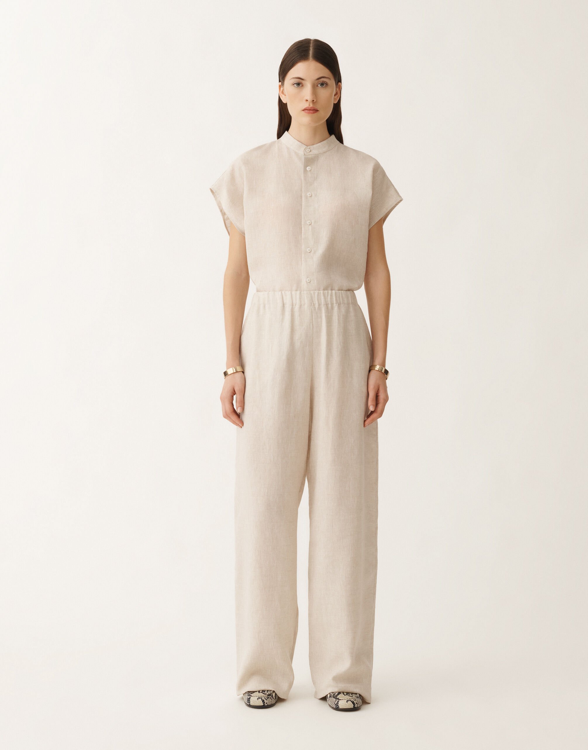 Fabiana Filippi Trevi linen canvas trousers, greige GREIGE PAD275F310D8350000