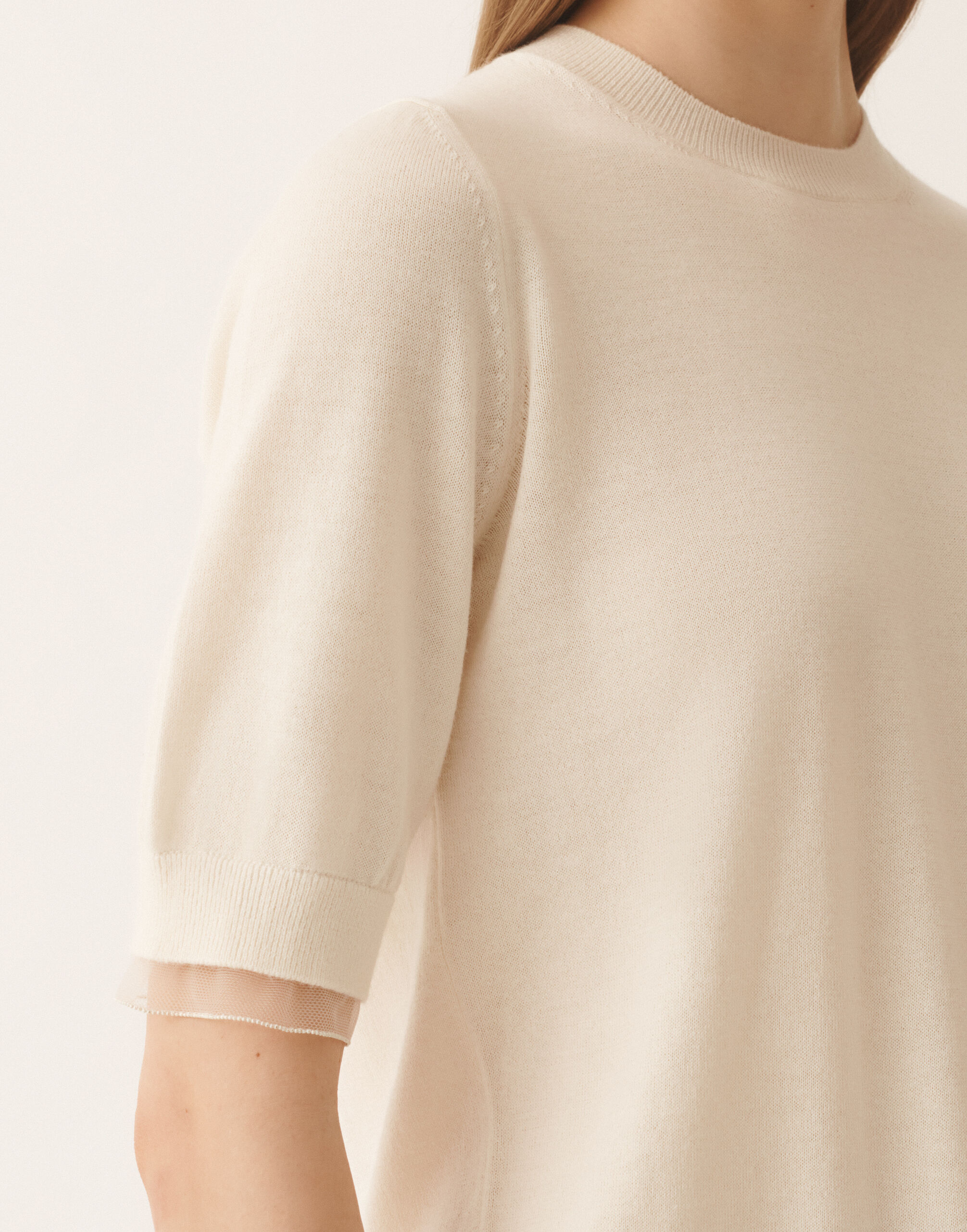 Wool and cotton sweater, butter for Women | Fabiana Filippi®