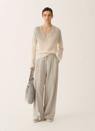 Fabiana Filippi Mohair sweater with ombré sequins, raffia, and gray Gray MAD266F124L9000000