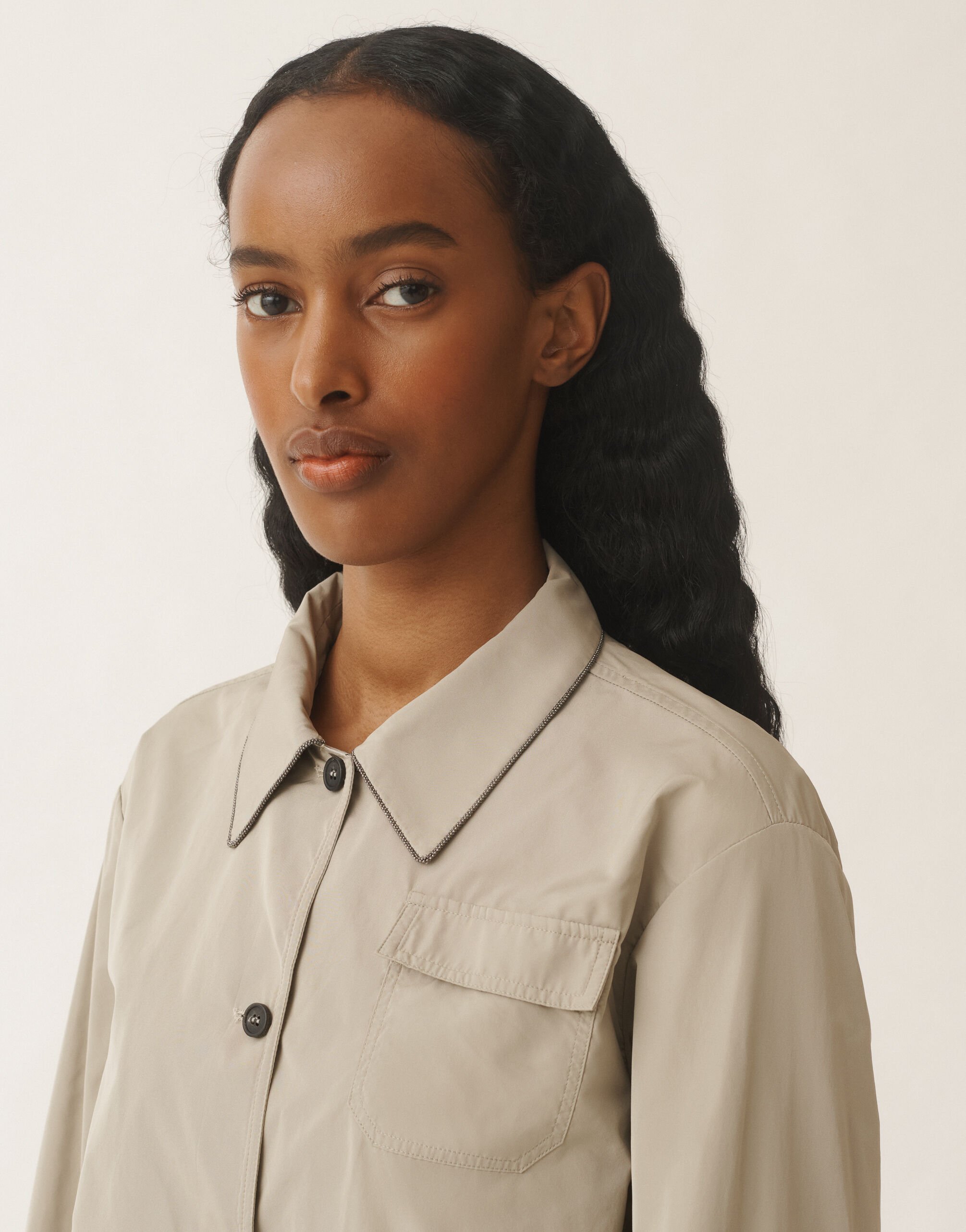 Fabiana Filippi Micro faille bomber jacket, clay CLAY CTD275F708L3370000