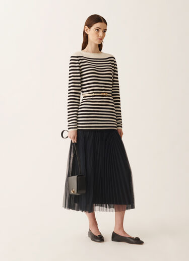 Fabiana Filippi Pull en coton biologique avec micro-paillettes, jaune beurre et bleu BLEU NUIT MAD276F473M1660000