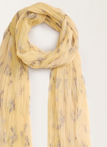 Fabiana Filippi Pleated tulle maxi scarf with painted botanical print, canary CANARY SAD275A023L3870000