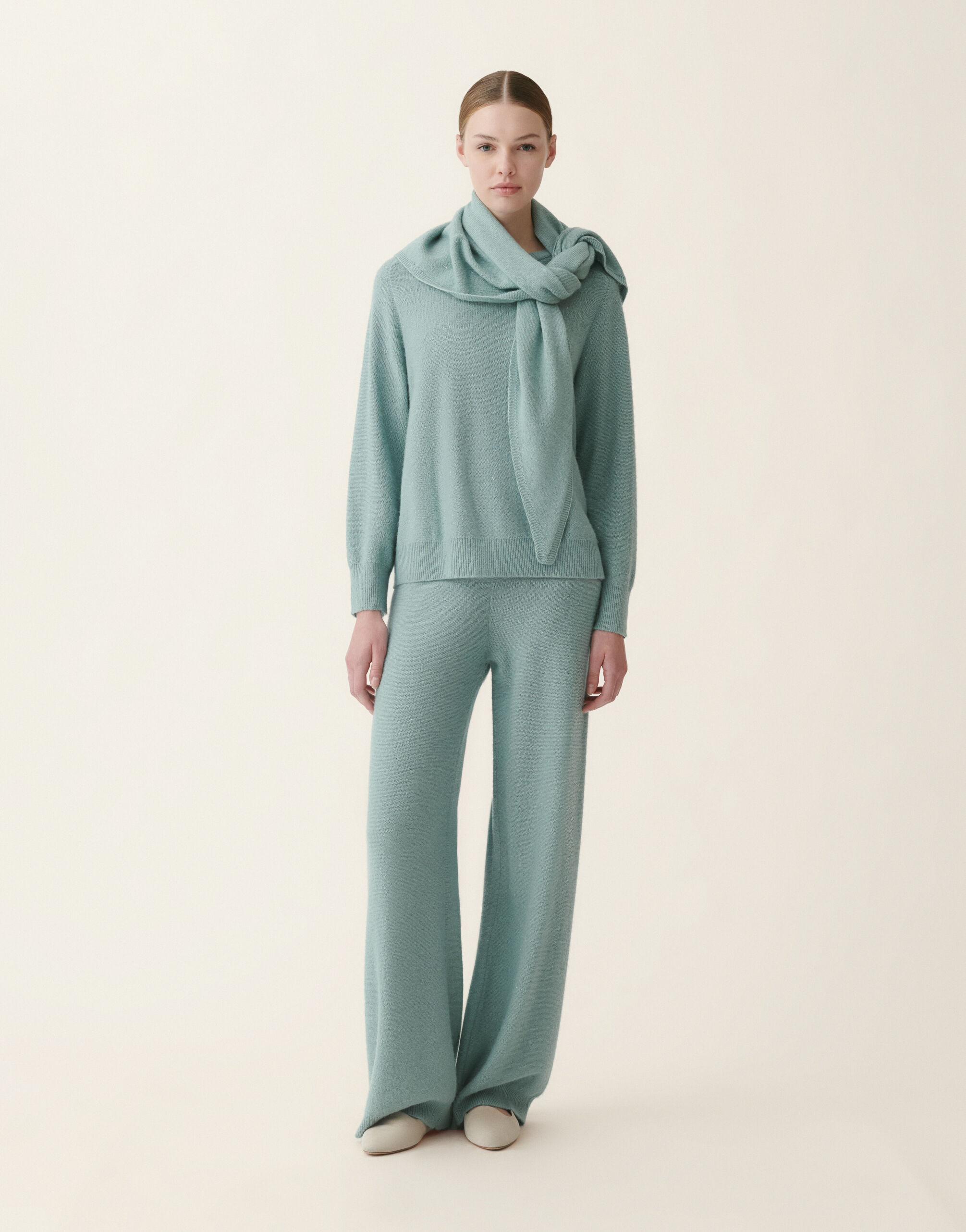 Fabiana Filippi Pantalon en laine et soie avec paillettes, vert Vert PAD216F391D2960000