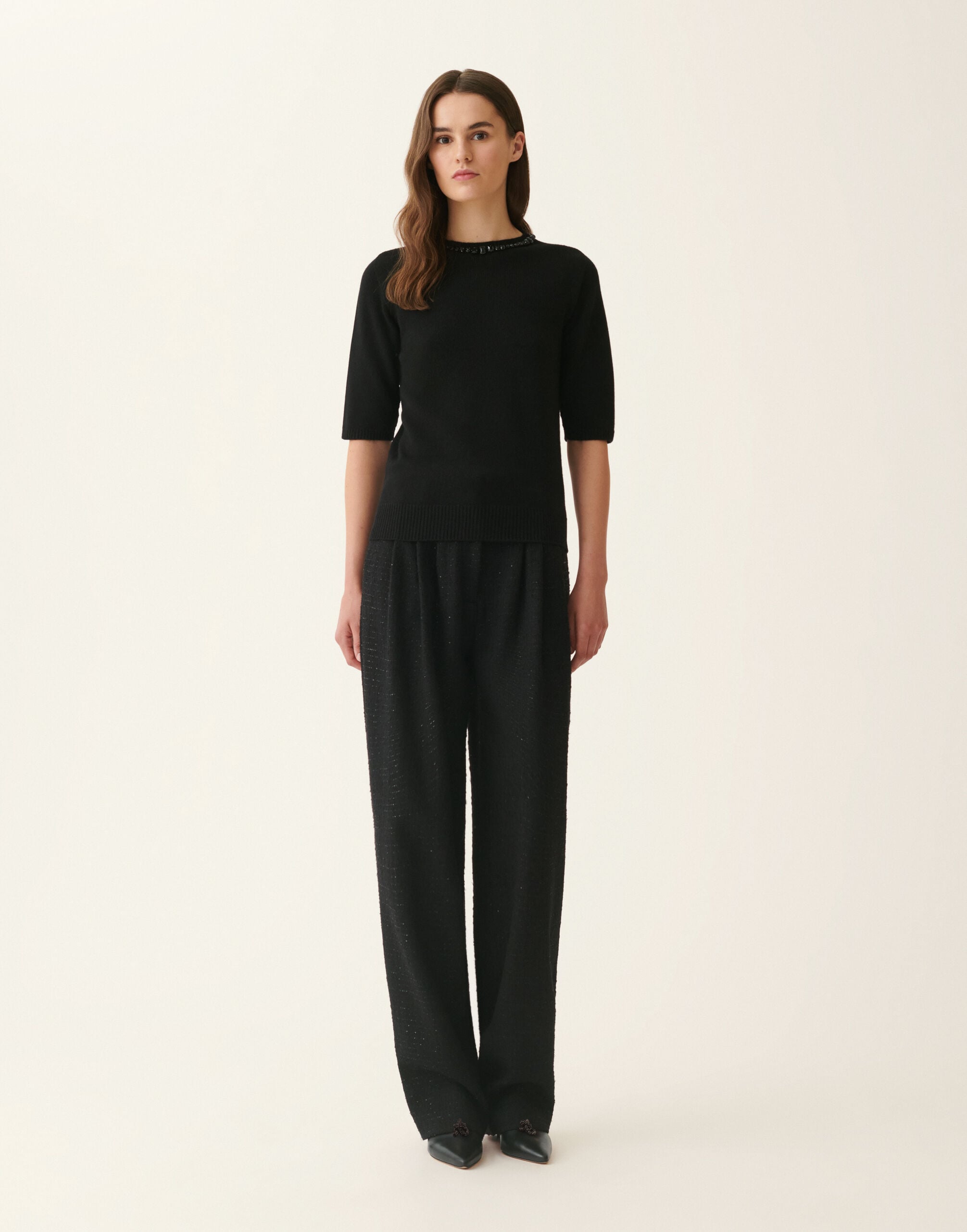 Platinum sweater with crystals, black Fabiana Filippi Platinum sweater with crystals, black Black MAD226F490M4800000