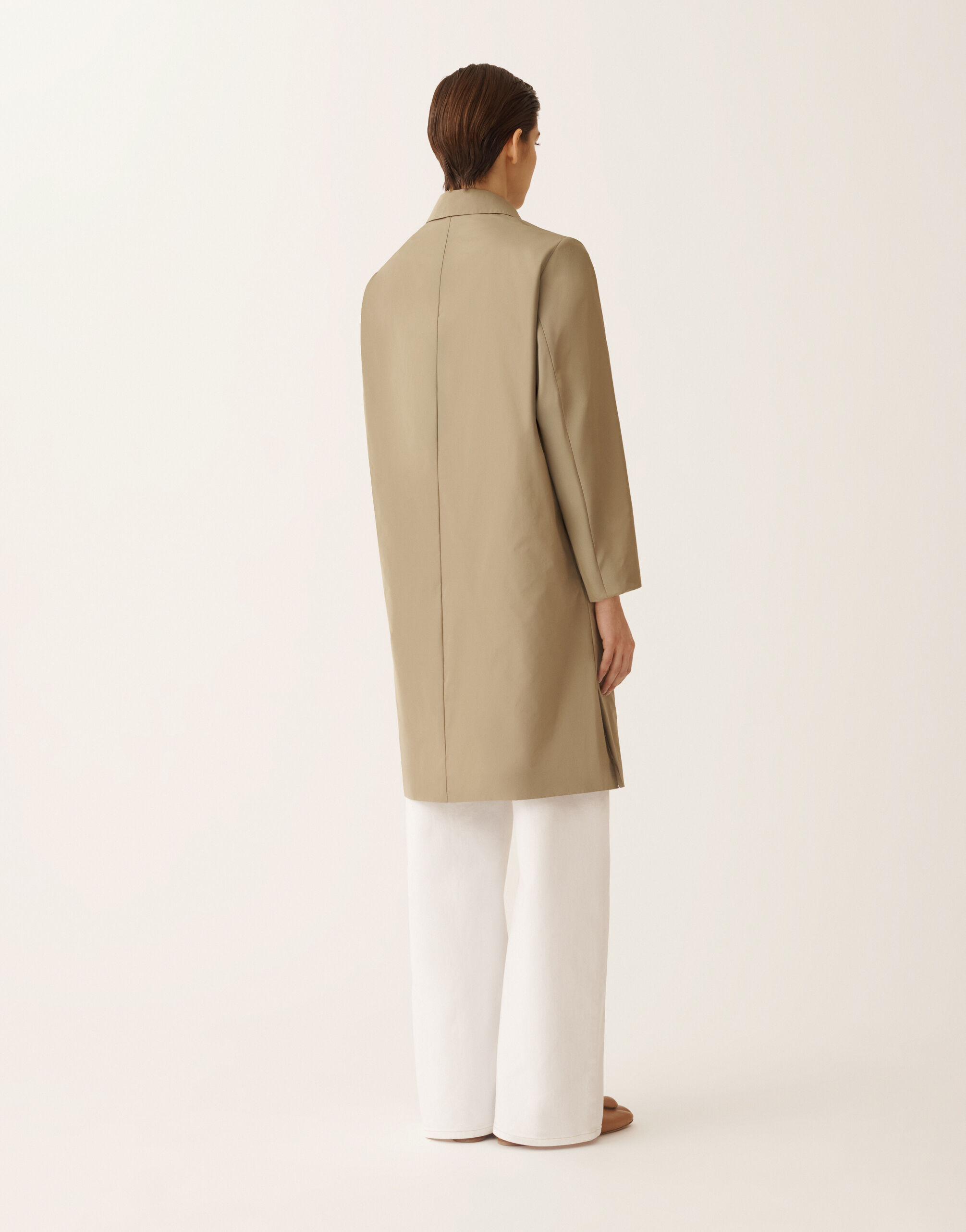 Technical taffeta overcoat, khaki for Women | Fabiana Filippi®